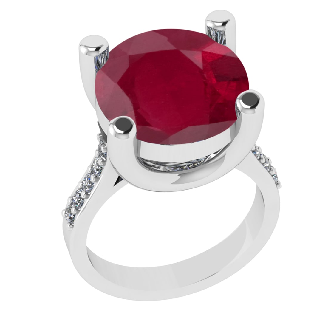 3.25 Ctw VS/SI1 Ruby And Diamond 14k White Gold Engagement Ring (ALL DIAMON: Center Stone Weight : 2.90 Ctw ( Round Cut ) Center Stone Color : Ruby Stone Setting : Prong Side Diamond Weight Of Ctw 0.35 Ctw Side Stone Color : G-H Stone Clarity : VS/SI1 Stone Setting : Prong Met