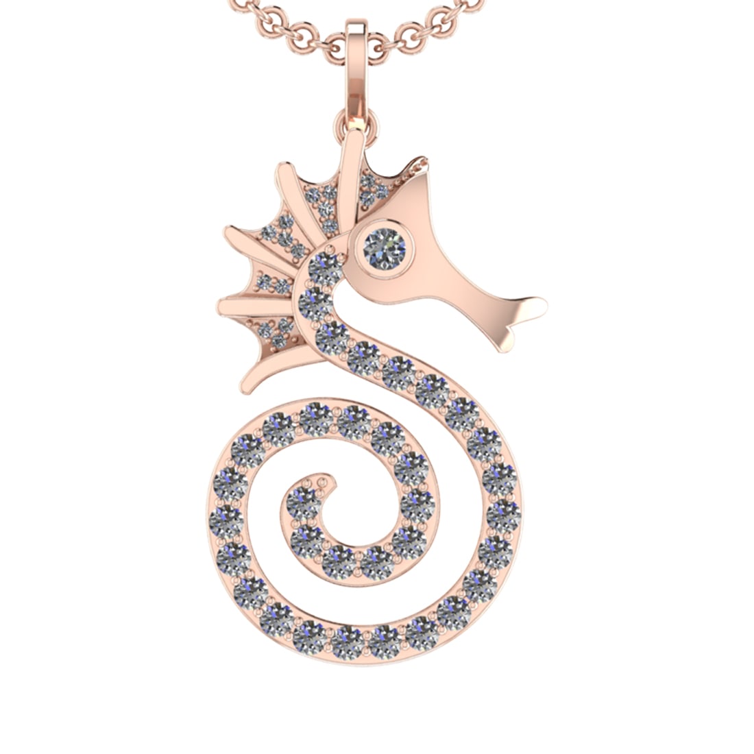 2.56 Ctw VS/SI1 Diamond Prong Set 14k Rose Gold Creature Pandant (ALL DIAMO: Center Daimond Weight :-0.11 Ctw ( Round Cut) Color : G-H Clarity : VS/SI1 Side Diamond Weight Of Ctw 2.45 Ctw Color : G-H Clarity : VS/SI1 Daimond Setting : Prong Metal Weight : Approx 7.30 gram 14k