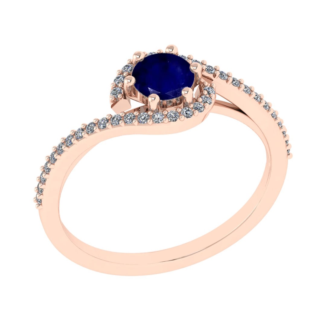 0.69 Ctw VS/SI1 Blue Sapphire and Diamond 14K Rose Gold Engagement Ring (AL: Center stone Weight :-0.50 Ctw ( Round Cut) Center Stone Color :- Blue Sapphire Center Stone Setting : Prong Side Diamond Weight Of Ctw 0.19 Ctw Color : G-H Clarity : VS/SI1 Stone Setting : Prong