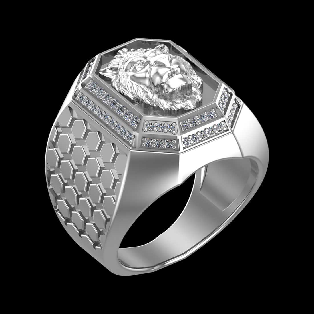 0.41 Ctw VS/SI1 Diamond Prong Set 18k white Gold Creature theme Ring (ALL D: Total Daimond Weight :-0.41 Ctw Color : G-H Clarity : VS/SI1 Setting : Prong Metal Weight : Approx 18.52 gram 18k White GoldCreature theme Ring Current Ring Size 8 (ALL DIAMOND ARE LAB GROWN )