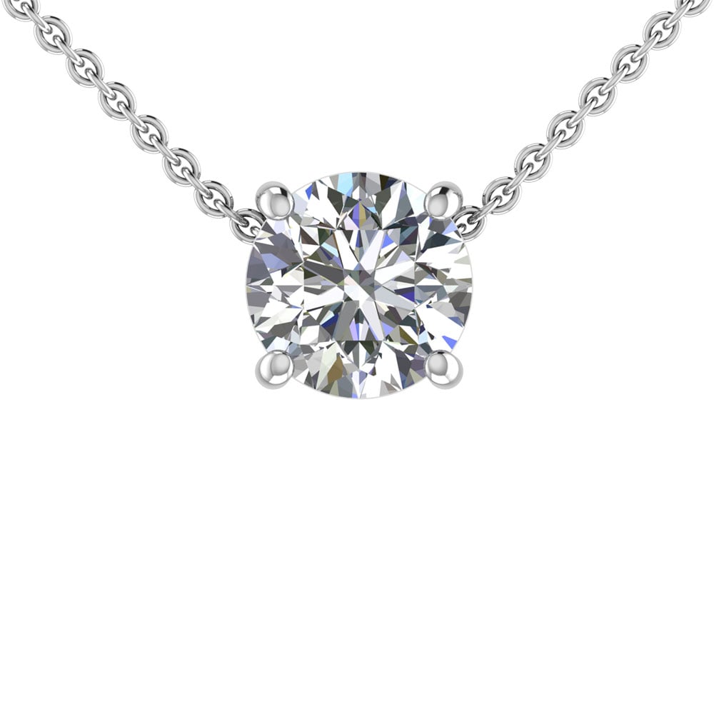 1.05 Ctw SI1/SI2 Diamond Prong Set 14K white Gold Solitaire Pendant: Total Daimond Weight :-1.05 Ctw (Round Cut) Color : G-H Clarity : SI1/SI2 Setting : Prong Metal Weight : Approx 2.30 gram 14K White Gold Solitaire Necklace (ALL DIAMOND ARE LAB GROWN ) #3SS96742v15