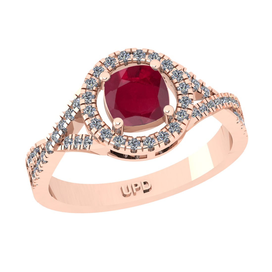1.65 Ctw VS/SI1 Ruby and Diamond 14k Rose Gold Engagement Ring (ALL DIAMOND: Center Stone Weight :-1.25 Ctw ( Cushion Cut) Center Stone Color :-Ruby Center Stone Setting : Prong Side Diamond Weight Of Ctw :- 0.40 Ctw Color : J-K Clarity : VS/SI1 Daimond Setting : Prong Metal