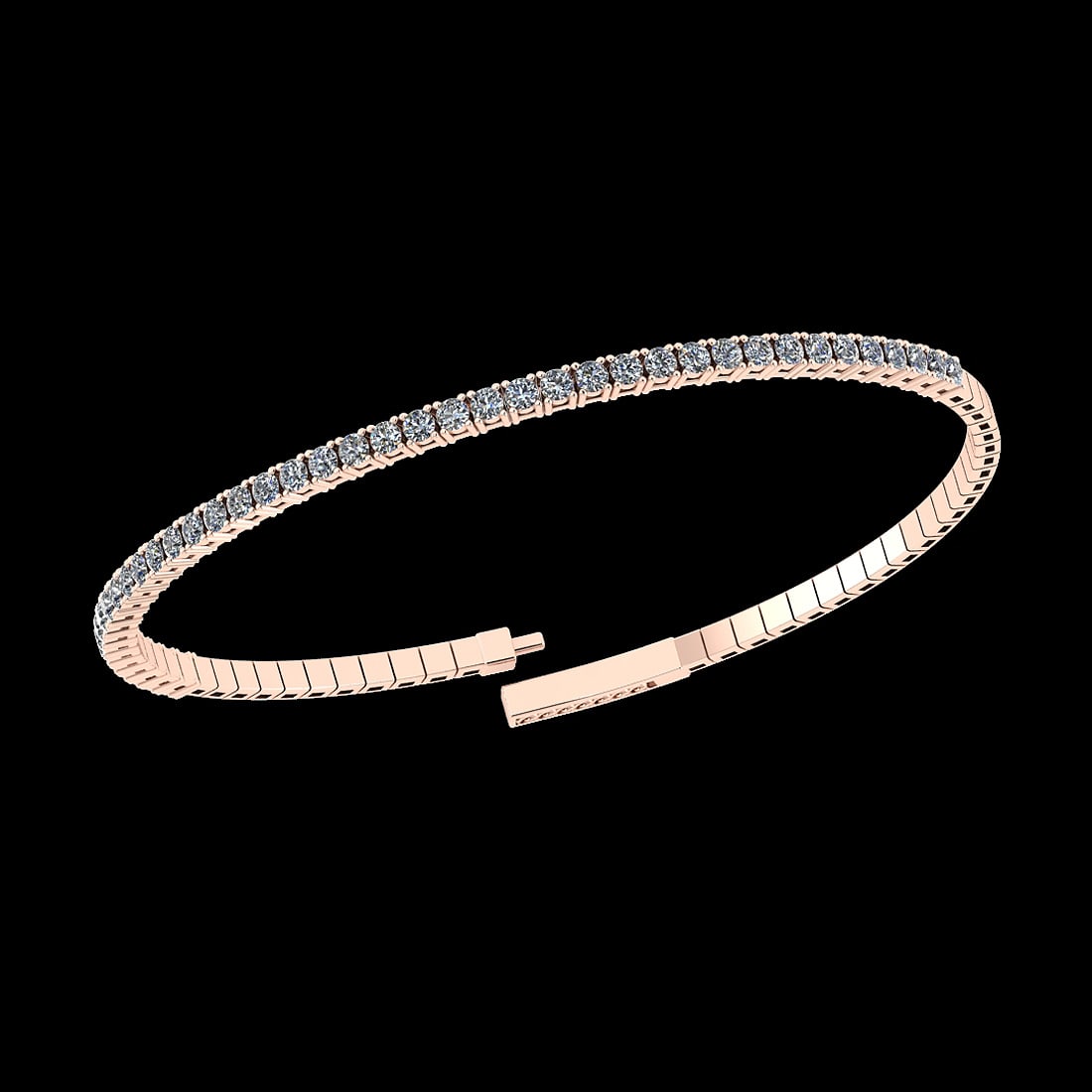 0.90 Ctw VS/SI1 Diamond 14K Rose Gold Half Bangle (ALL DIAMOND ARE LAB GROW (1 of 1)