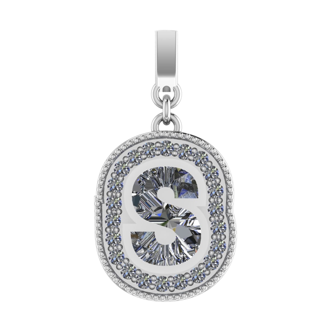 1.09 Ctw SI2/SI1 Diamond Prong Set 14k White Gold Alphabet-S Pendant (ALL D (1 of 1)