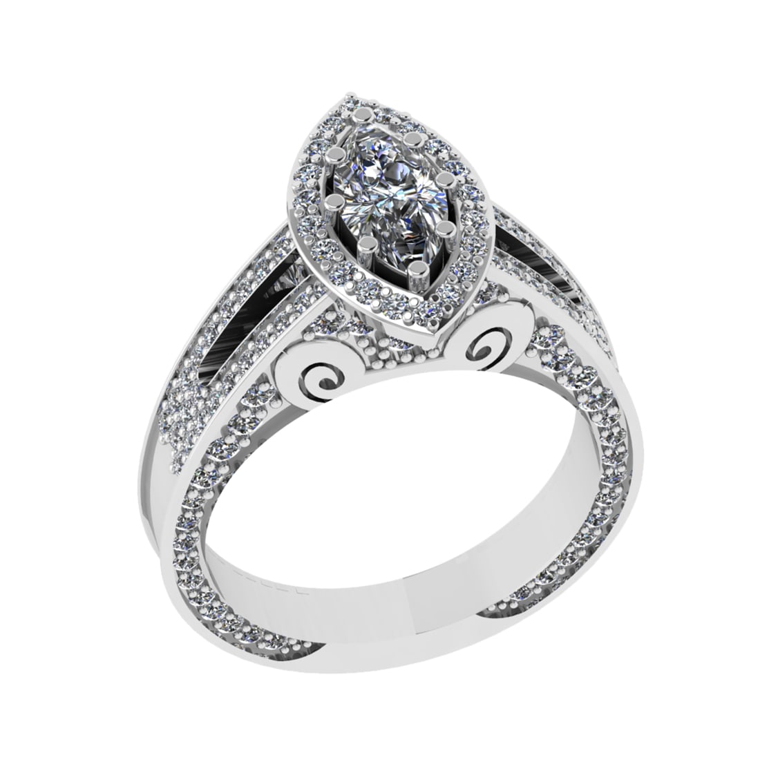 1.83 Ctw VS/SI1 Diamond 14K White Gold Engagement Ring (ALL DIAMOND ARE LAB: Center Diamond Weight : 0.50 Ctw Center Diamond Color :-J-K Center Stone Setting : Prong Clarity : VS/SI1 Total Weight Of Ctw 1.33 Ctw Color : J-K Clarity : VS/SI1 Stone Setting : Prong Metal Weight