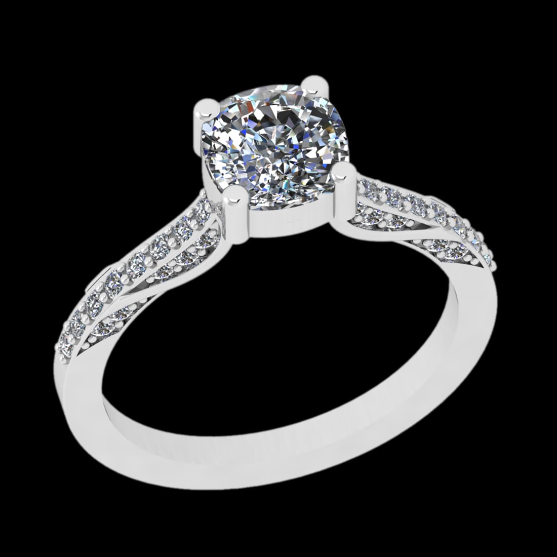 1.71 Ctw I2/I3 Diamond Prong Set 10k white Gold Engagement Ring: Center Daimond Weight :-1.25 Ctw ( Round Cut ) Color : J-K Clarity : I2/I3 Side Diamond Weight Of Ctw 0.46 Ctw Color : J-K Clarity : I2/I3 Daimond Setting : Prong Metal Weight : Approx 4.22 gram 10k W