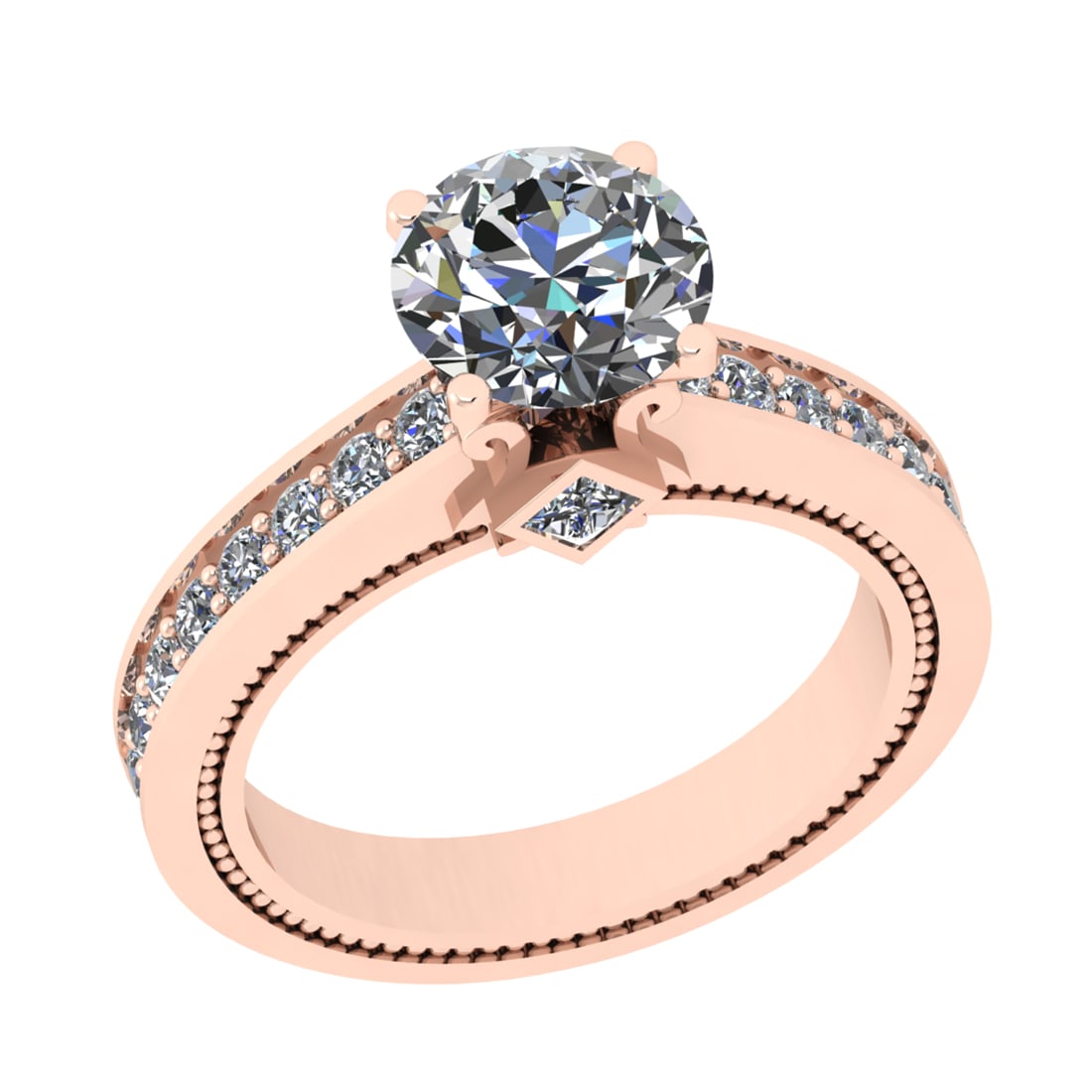 2.71 Ctw SI1/SI2 Diamond Prong Set 14k Rose Gold Engagement Ring: Center Daimond Weight :-2.00 Ctw ( Round Cut) Color : G-H Clarity : SI1/SI2 Side Diamond Weight Of Ctw 0.71 Ctw Color : G-H Clarity : SI1/SI2 Daimond Setting : Prong Metal Weight : Approx 6.06 gram