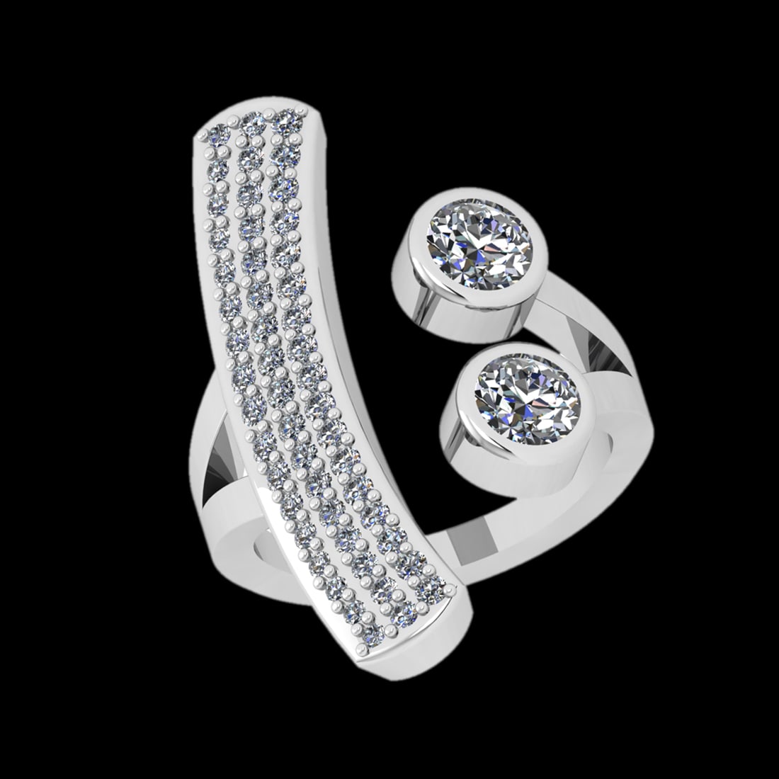 1.76 Ctw I2/I3 Diamond Prong Set 10k white Gold Engagement Ring: Center Daimond Weight :-1.00 Ctw ( Round Cut ) Color : J-K Clarity : I2/I3 Side Diamond Weight Of Ctw 0.76 Ctw Color : J-K Clarity : I2/I3 Daimond Setting : Prong Metal Weight : Approx 6.06 gram 10k