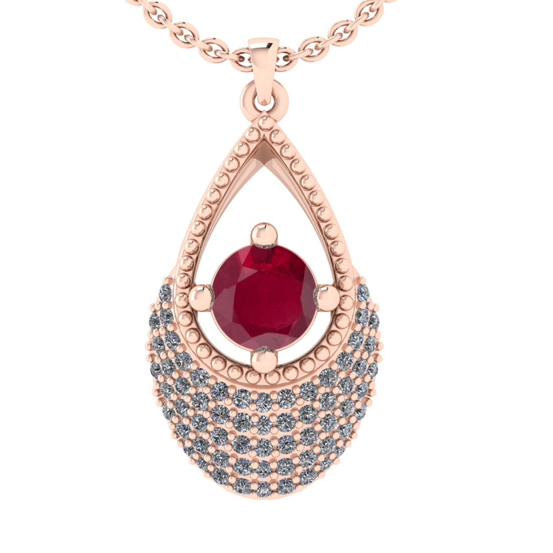 0.80 Ctw VS/SI1 Ruby and Diamond 14k Rose Gold Engagement Ring (1 of 1)