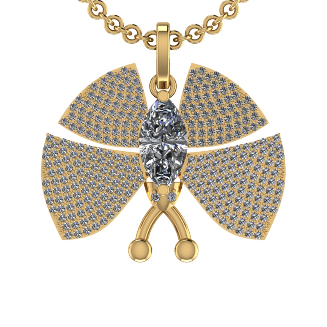 2.98 Ctw VS.SI1 (ALL DIAMOND ARE LAB GROWN ) Diamond 14k Yellow Gold Neckla: Center Daimond Weight :-1.50 Ctw ( Marquise Cut) Color : G-H Clarity : VS.SI1 (ALL DIAMOND ARE LAB GROWN ) Side Diamond Weight Of Ctw 1.48 Ctw Color : G-H Clarity : VS.SI1 (ALL DIAMOND ARE LAB GROWN