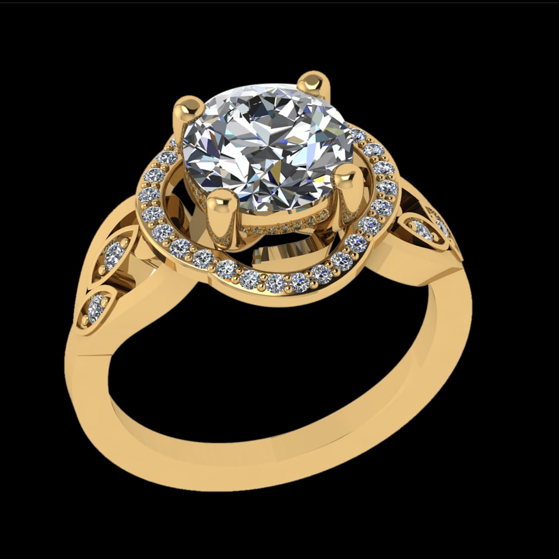2.33 Ctw VS/SI1 Diamond 10k Yellow Gold Engagement Ring (ALL DIAMOND ARE LA: Center Diamond Weight :-2.11 Ctw ( Round cut) Color :- J-K Clarity : VS/SI1 Center Stone Setting : Prong Side Diamond Weight Of Ctw 0.22 Ctw Color : J-K Clarity : VS/SI1 Stone Setting : Prong Metal