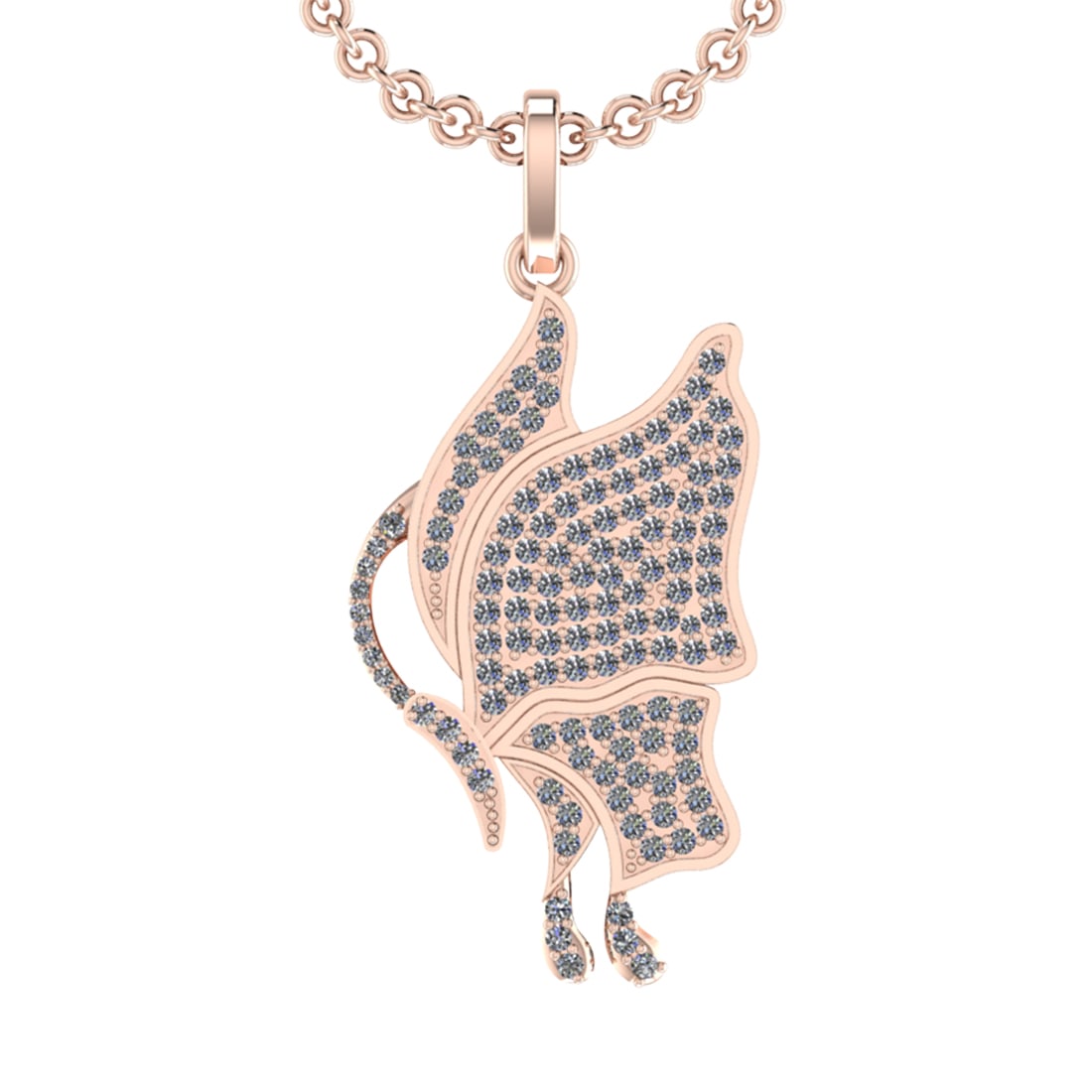 0.98 Ctw SI2/SI1 Diamond 14k Rose Gold Butterfly Pendant (ALL DIAMOND ARE L: Total Diamond Weight :-0.98 Ctw (Round cut) Color :- G-H Clarity : SI2/SI1 Setting : Prong Metal Weight : Approx 5.70gram 14k Rose Gold Butterfly Pendant (ALL DIAMOND ARE LAB GROWN) #3SS90191v12