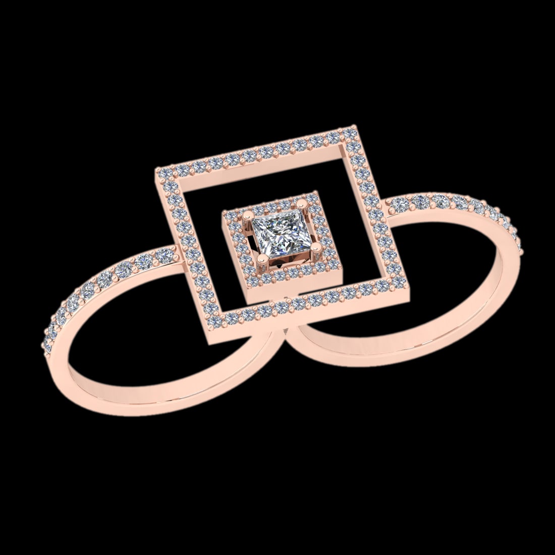 1.13 Ctw VS/SI1 Diamond Prong Set 10k Rose Gold Engagement Ring: Center Daimond Weight :-0.39 Ctw ( Princess Cut) Color : J-K Clarity : VS/SI1 Side Diamond Weight Of Ctw 0.74 Ctw Color : J-K Clarity : VS/SI1 Daimond Setting : Prong Metal Weight : Approx 6.98 gram