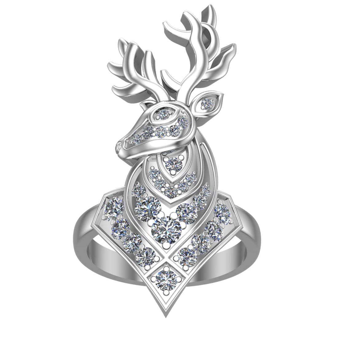 1.25 Ctw VS/SI1 Diamond 14k white Gold Creature theme Ring (ALL DIAMOND ARE: Total Daimond Weight :-1.25 Ctw Color : G-H Clarity : VS/SI1 Setting : Prong Metal Weight : Approx 26.06 gram 14k White Gold Creature theme Ringcurrent Ring Size 8 (ALL DIAMOND ARE LAB GROWN )