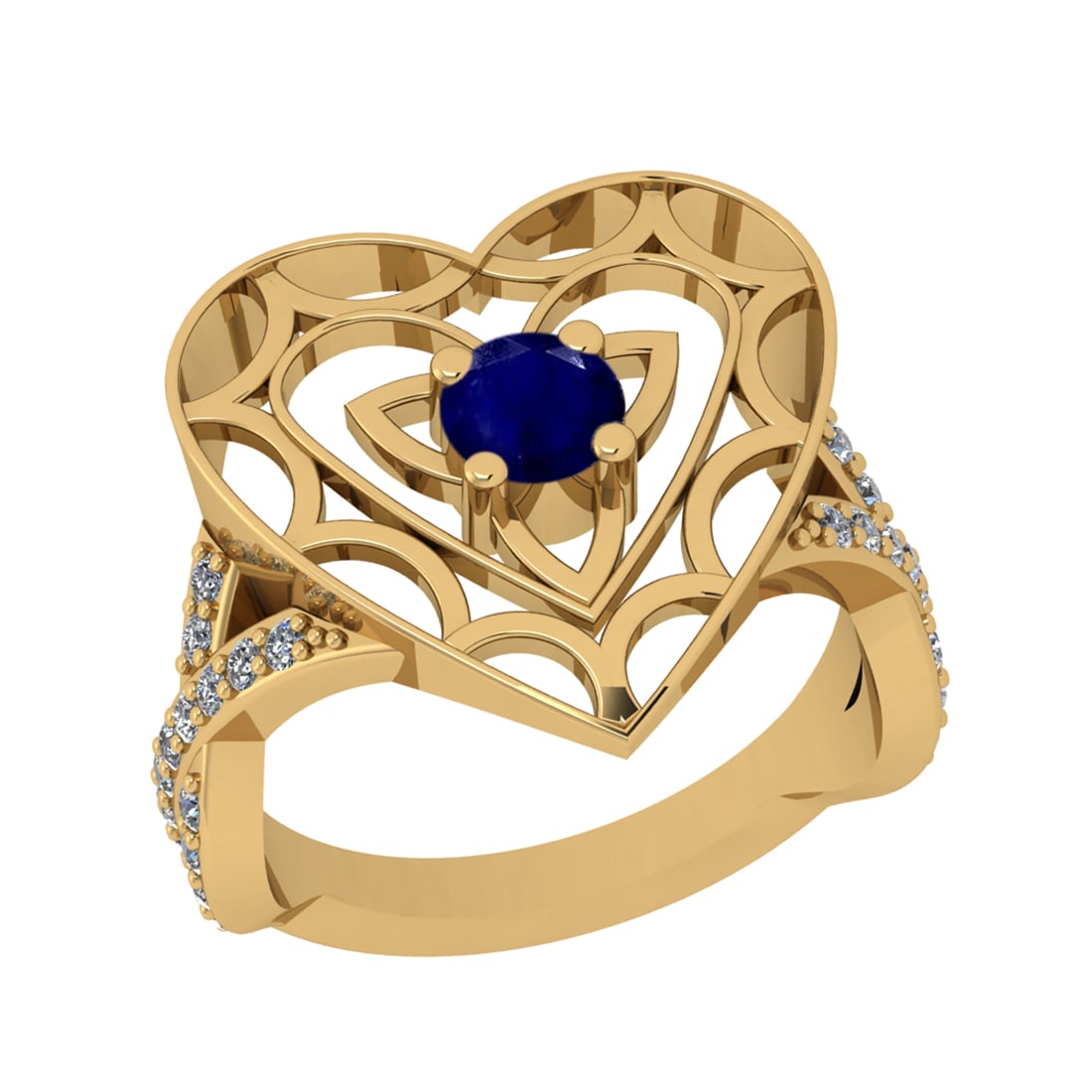 0.90 Ctw VS/SI1 Blue Sapphire and Diamond Prong Set 14k Yellow Gold Engagem: Center Stone Weight :-0.50 Ctw ( Round Cut ) Center Stone Color :-Blue Sapphire Center Stone Setting : Prong Side Diamond Weight Of Ctw :- 0.40 Ctw Color : J-K Clarity : VS/SI1 Daimond Setting :