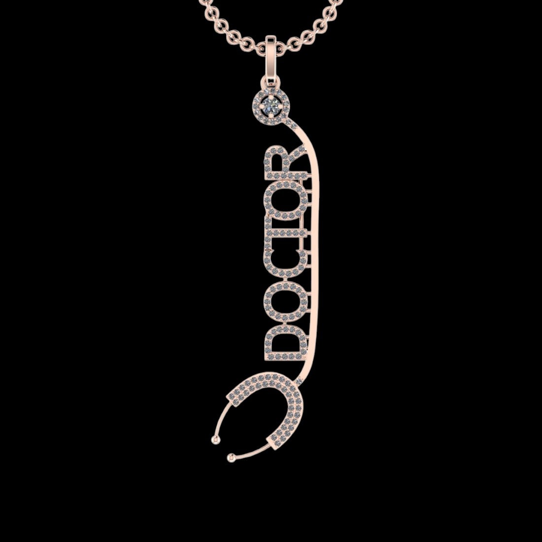 1.24 Ctw VS/SI1 Diamond 10K Rose Gold Veterinary Doctor theme Pendant (ALL: Total Diamond Weight :-1.24 Ctw (Round cut) Color :- J-K Clarity : VS/SI1 Setting : Prong Metal Weight : Approx 6.80gram 10K Rose Gold Veterinary Doctor theme Pendant (ALL DIAMOND ARE LAB GROWN )