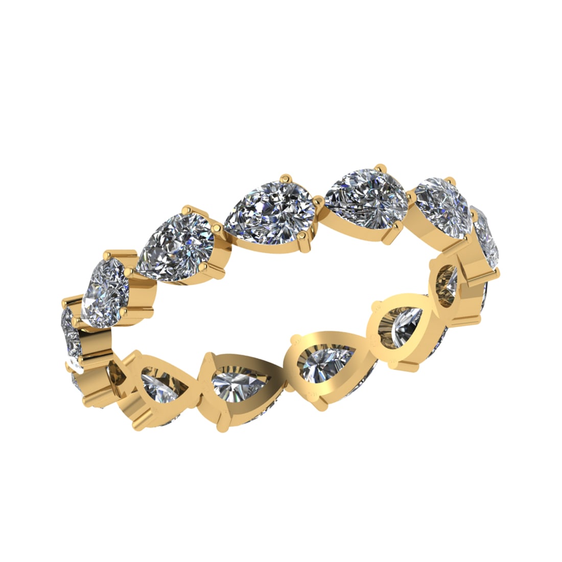 3.25 Ctw SI2/SI1 Diamond Prong Set 14k Yellow Gold Eternity Band Ring: Center Daimond Weight :-3.25 Ctw ( Pear Cut) Color : G-H Clarity : SI2/SI1 Metal Weight : Approx 3.86 gram 14k Yellow Gold Eternity Band Ring Current Ring Size 6 (ALL DIAMOND ARE LAB GROWN ) #3SS96338