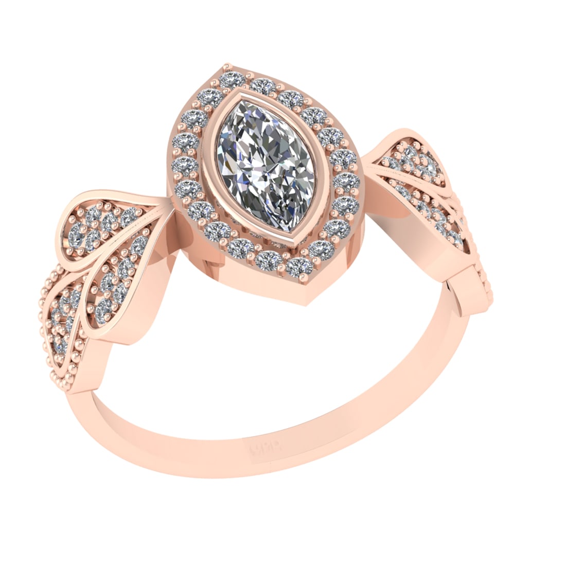 0.83 Ctw VS/SI1 Diamond 14K Rose Gold Engagement Ring: Center Diamond Weight : 0.50 Ctw (Marquise Cut) Center Diamond Color :-J-K Center Stone Setting : Prong Clarity : VS/SI1 Total Weight Of Ctw 0.33 Ctw Color : J-K Clarity : VS/SI1 Stone Setting :