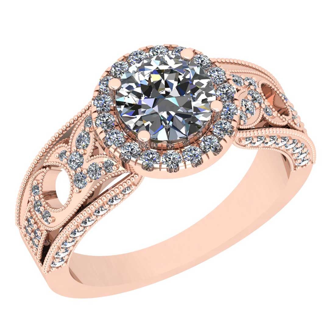 2.31 Ctw SI2/I1 Diamond Style Prong Set 18K Rose Gold Engagement /Wedding H: Center Diamond Weight : 1.80 Ctw ( Round Cut) Center Diamond Color : G-H Center Stone Setting : Prong Center Stone Clarity : SI2/I1 Side Stone Weight Of Ctw 0.51 Ctw Side Stone Color : G-H Stone