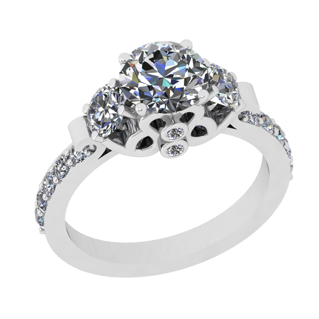 2.72 Ctw SI1/SI2 Diamond Prong Set 14k white Gold three Engagement Ring (1 of 2)
