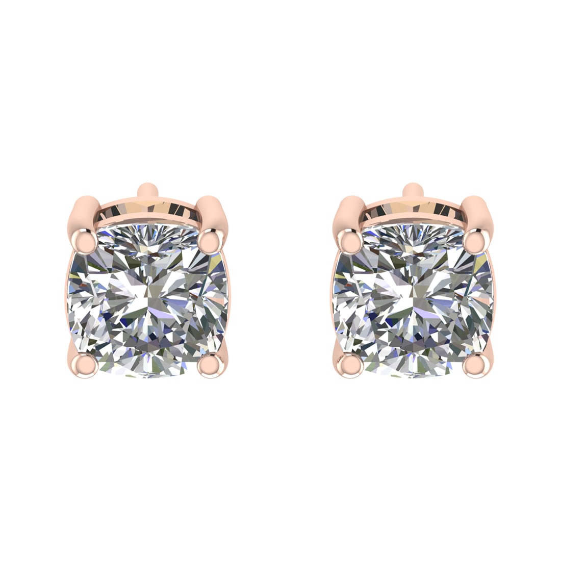3.00 Ctw SI2/SI1 Diamond Prong Set 14k Rose Gold Stud Earrings (ALL DIAMOND (1 of 1)