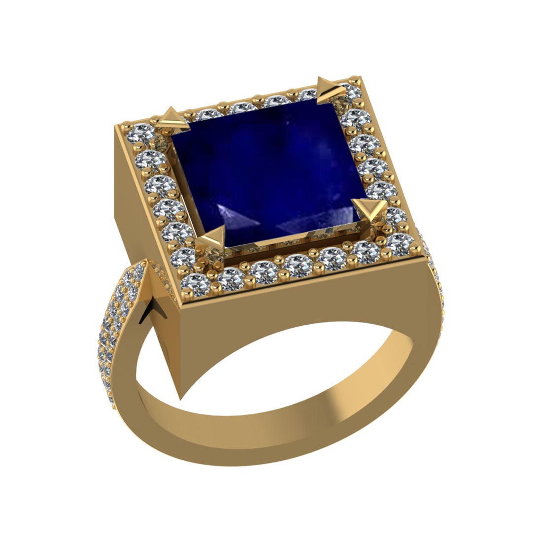 3.35 Ctw VS/SI1 Blue Sapphire and Diamond 14k Yellow Gold Engagement Ring (: Center Stone Weight :-2.50 Ctw ( Princess Cut) Center Stone Color :-Blue Sapphire Center Stone Setting : Prong Side Diamond Weight Of Ctw :- 0.85 Ctw Color : G-H Clarity : VS/SI1 Daimond Setting :