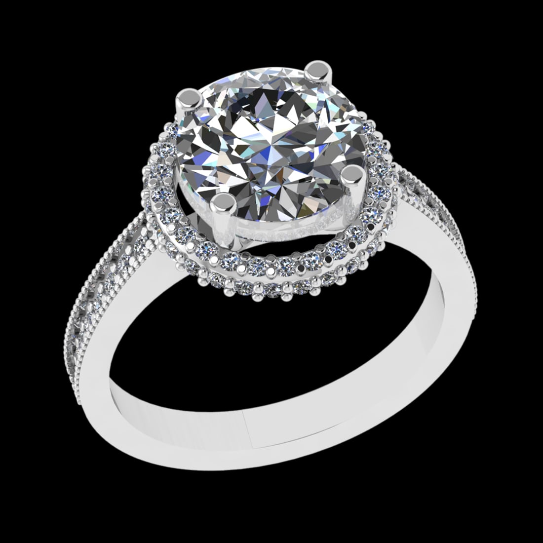 3.29 Ctw VS/SI1 Diamond 10k white Gold Engagement Ring (ALL DIAMOND ARE LAB: Center Daimond Weight :-2.75 Ctw ( Round Cut) Color : J-K Clarity : VS/SI1 Side Diamond Weight Of Ctw 0.54 Ctw Color : J-K Clarity : VS/SI1 Daimond Setting : Prong Metal Weight : Approx 4.68 gram 10k 