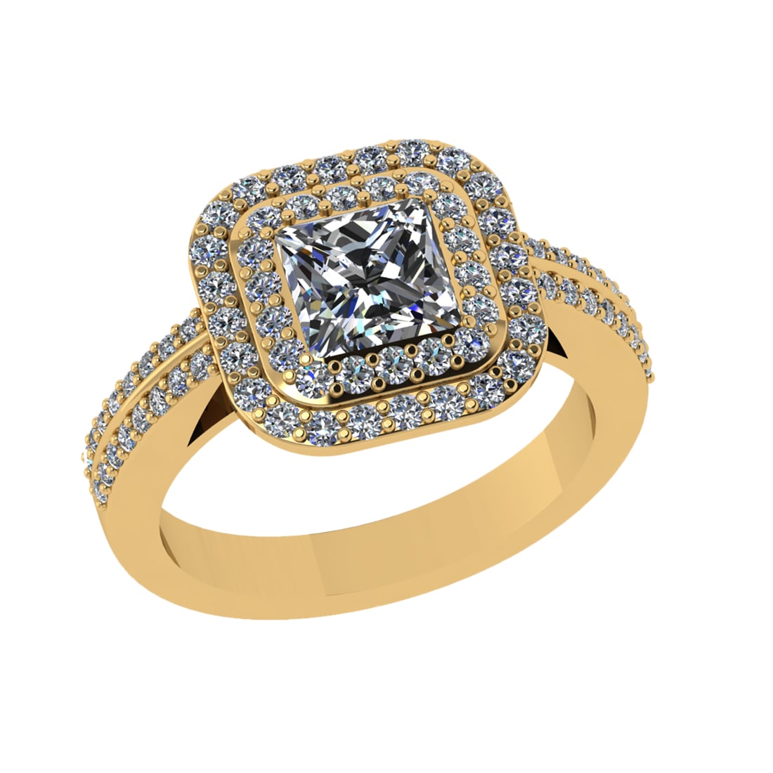 1.70 Ctw VS/SI1 Diamond 14K Yellow Gold Engagement Ring (ALL DIAMOND ARE LA: Center Diamond Weight : 1.00 Ctw ( Princess Cut) Center Diamond Color :-J-K Center Stone Setting : Prong Clarity : VS/SI1 Total Weight Of Ctw 0.70 Ctw Color : J-K Clarity : VS/SI1 Stone Setting :