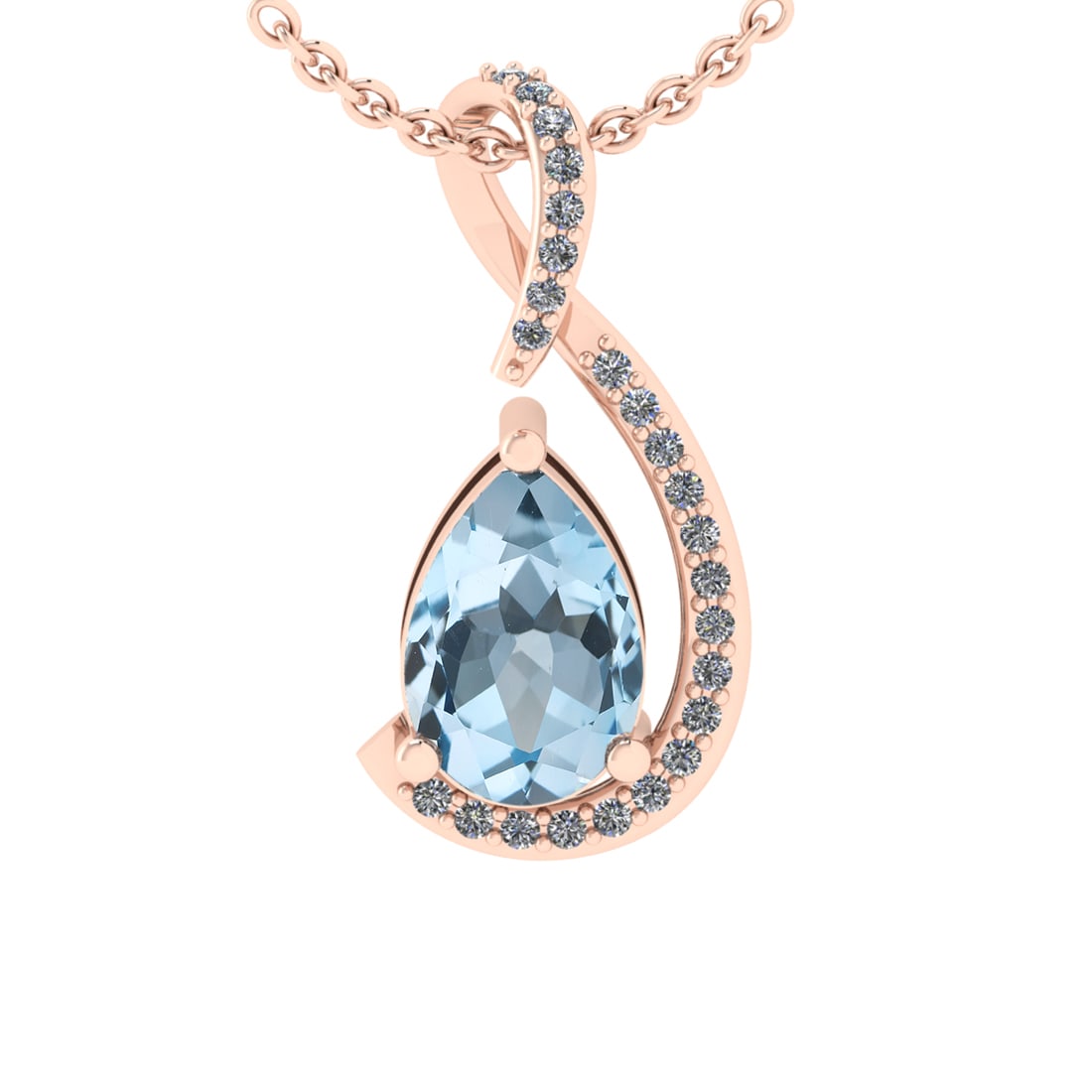 2.12 Ctw VS/SI1 Blue Topaz and Diamond Set 10K Rose Gold Pendant (ALL DIAMO (1 of 1)
