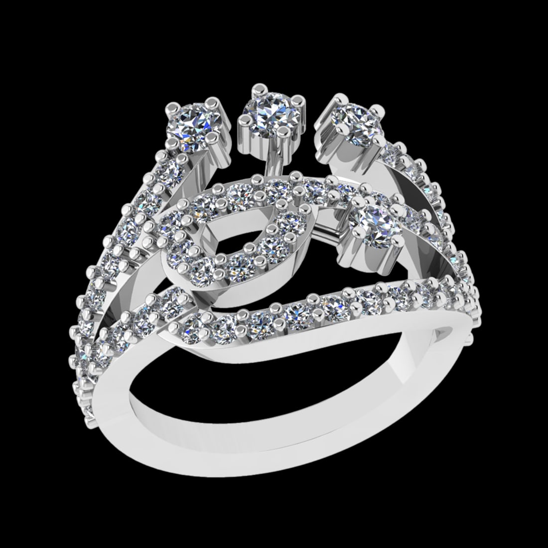 1.36 Ctw VS/SI1 Diamond Prong Set 10k white Gold Engagement Ring (ALL DIAMO: Center Daimond Weight :-0.11 Ctw ( Round Cut) Color : J-K Clarity : VS/SI1 Side Diamond Weight Of Ctw 1.25 Ctw Color : J-K Clarity : VS/SI1 Daimond Setting : Prong Metal Weight : Approx 6.64 gram 10k