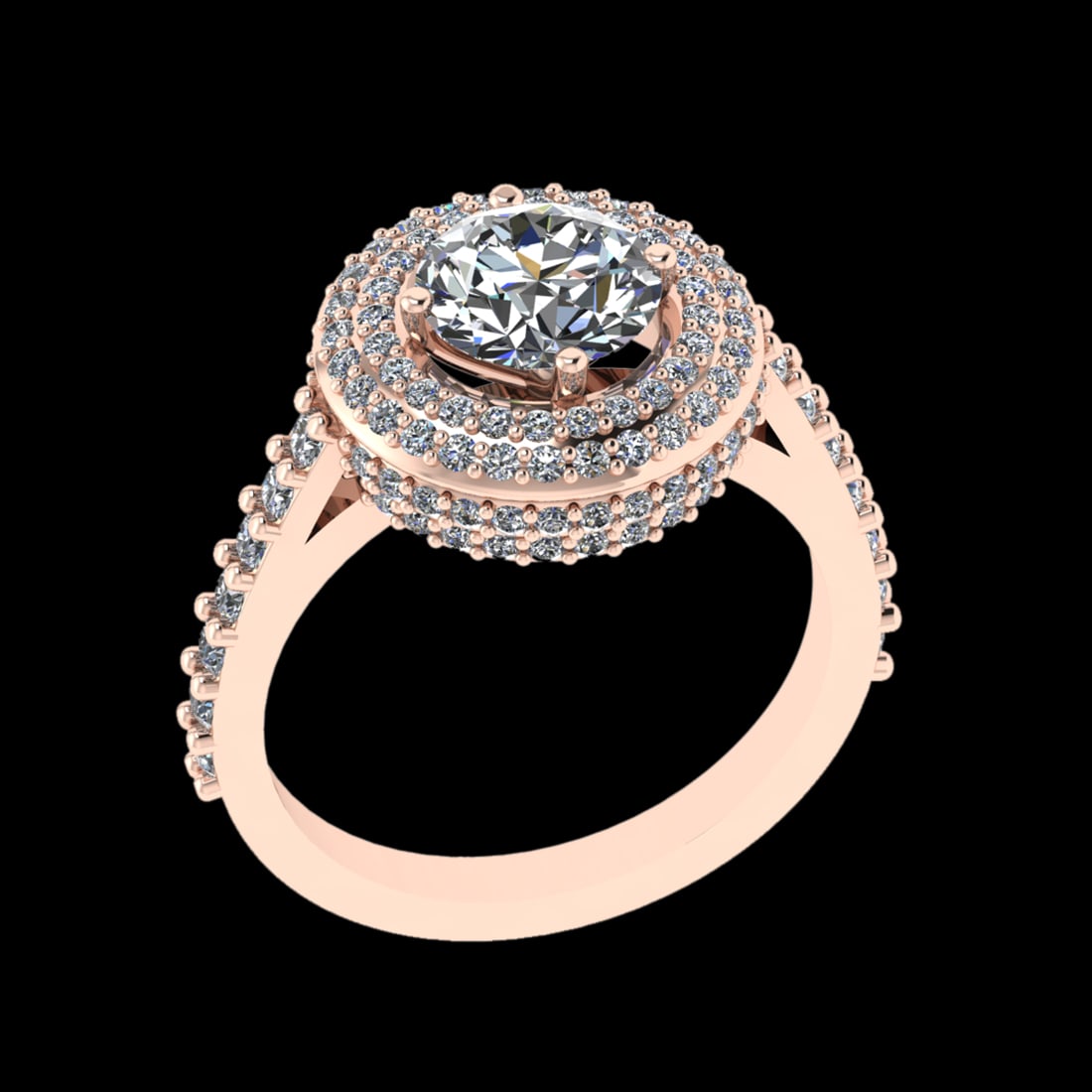 2.35 Ctw SI1/SI2 Diamond 10k Rose Gold Engagement Ring (ALL DIAMOND ARE LAB: Center Daimond Weight :-1.30 Ctw ( Round Cut) Color : J-K Clarity : SI1/SI2 Side Diamond Weight Of Ctw 1.05 Ctw Color : J-K Clarity : SI1/SI2 Daimond Setting : Prong Metal Weight : Approx 5.37 gram