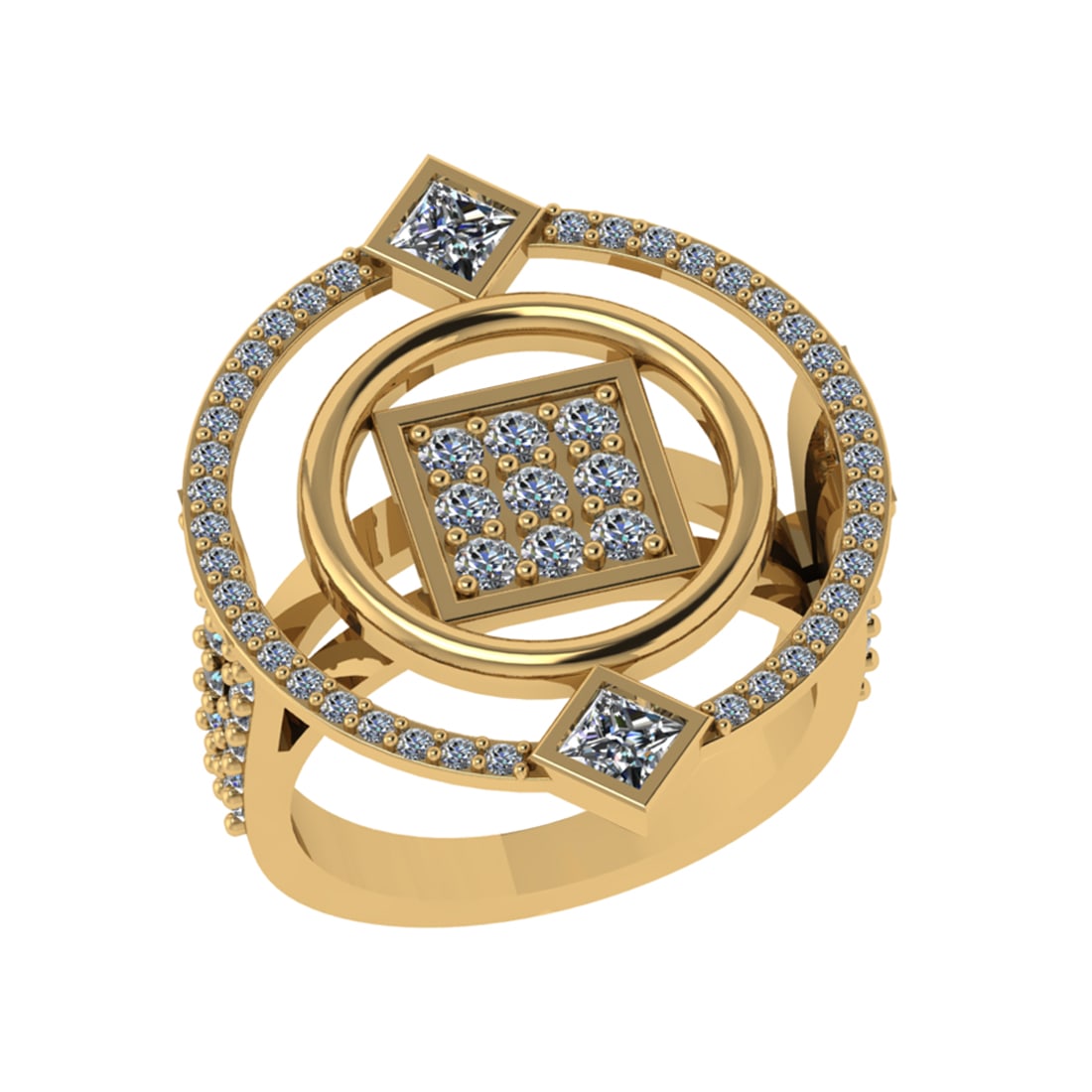 1.56 Ctw VS/SI1 Diamond 14K Yellow Gold Engagement Ring: Total Diamond Weight : 1.56 Ctw (Round &Princess cut) Center Diamond Color :- J-K Center Clarity : VS/SI1 Stone Setting : Prong Metal Weight : Approx 5.90 Gram 14K Yellow Gold Engagement Ring