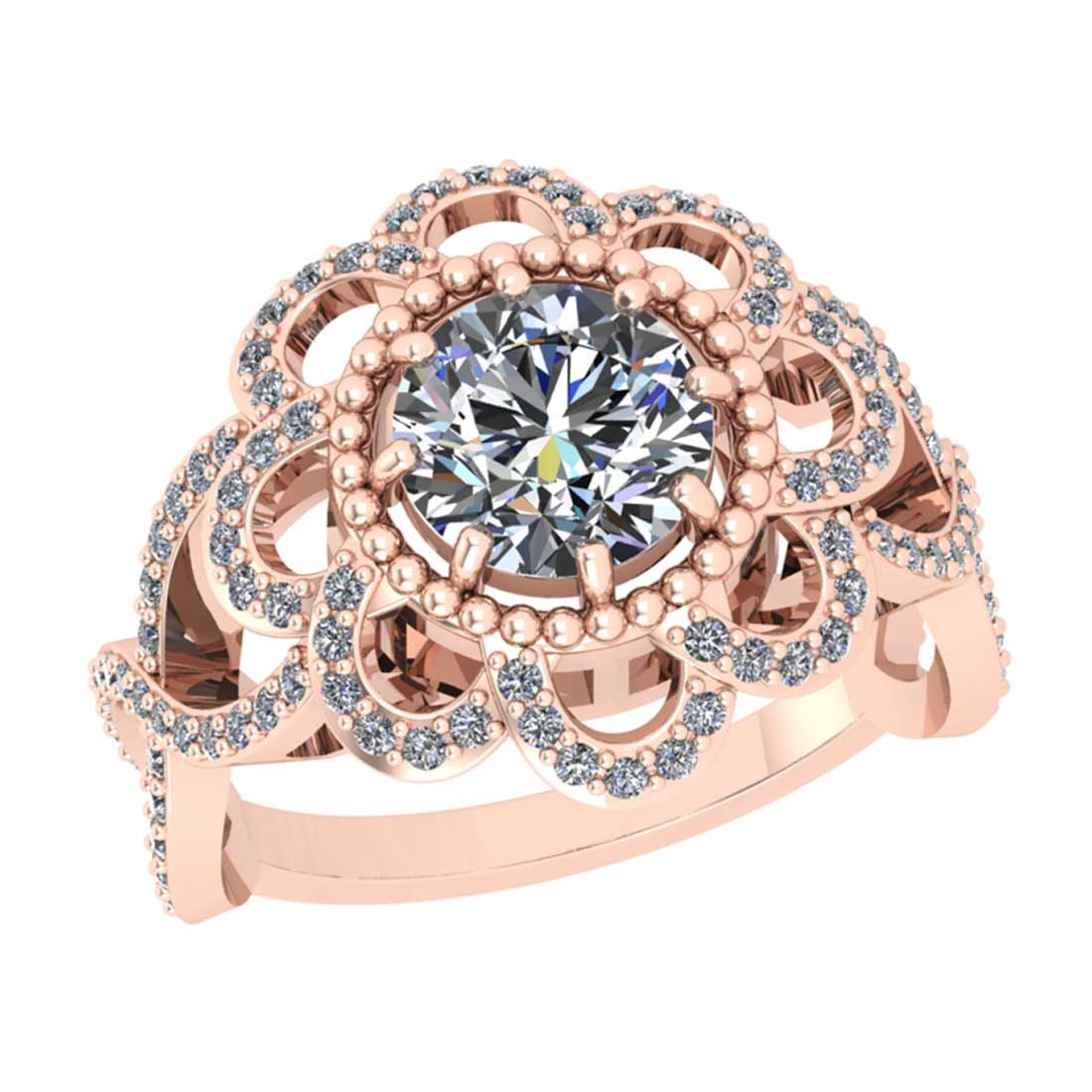 1.77 Ctw VS/SI1 Diamond 14K Rose Gold Engagement Ring: Center Diamond Weight : 1.25 Ctw (Round Cut) Center Diamond Color :-G-H Center Stone Setting : Prong Clarity : VS/SI1 Total Weight Of Ctw 0.52 Ctw Color : G-H Clarity : VS/SI1 Stone Setting : Prong