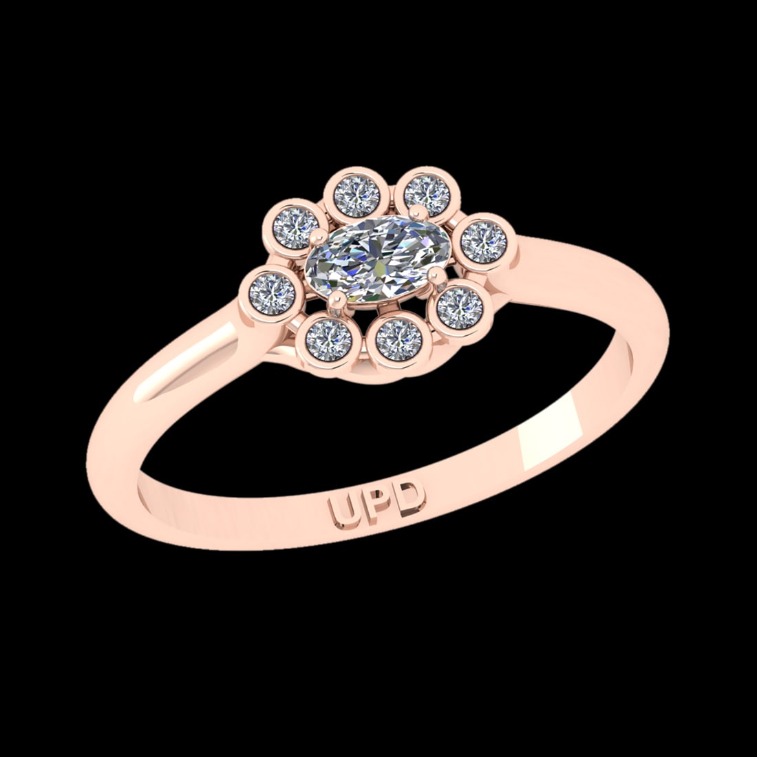 0.33 Ctw VS/SI1 Diamond 10k Rose Gold Engagement Ring (ALL DIAMOND ARE LAB: Center Daimond Weight :-0.21 Ctw ( Oval Cut) Color : J-K Clarity : VS/SI1 Side Diamond Weight Of Ctw 0.12 Ctw Color : J-K Clarity : VS/SI1 Daimond Setting : Prong Metal Weight : Approx 3.32 gram 10k