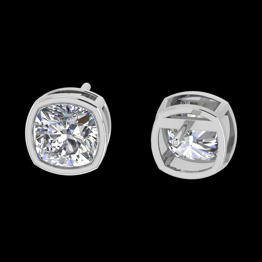3.60 Ctw VS/SI1 Diamond Bezel Set 14k White Gold Stud Earrings (ALL DIAMOND: Center Diamond Weight :-3.60 Ctw ( 2 Pec Cushion Cut ) Color :-G-H (ALL DIAMOND ARE LAB GROWN ) Clarity : VS/SI1 Setting : Bezel Metal Weight : Approx 1.95 Gram 14k White Gold Stud Earrings (ALL