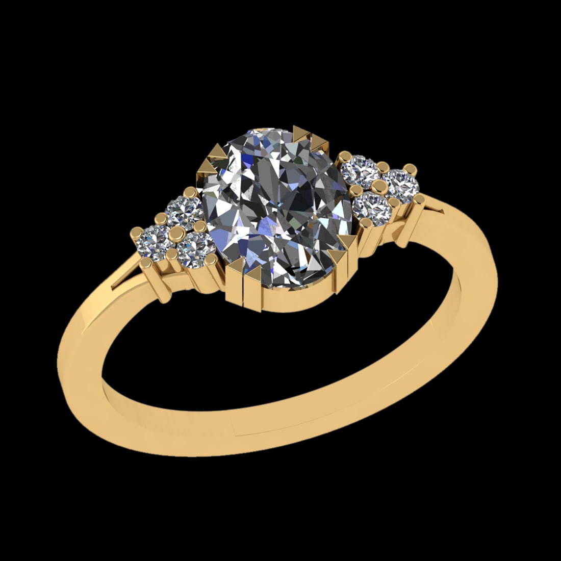 2.65 Ctw VS/SI1 Diamond 10k Yellow Gold Engagement Ring (ALL DIAMOND ARE LA: Center Daimond Weight :-2.50 Ctw ( Oval Cut) Color : J-K Clarity : VS/SI1 Side Diamond Weight Of Ctw 0.15 Ctw Color : J-K Clarity : VS/SI1 Daimond Setting : Prong Metal Weight : Approx 3.99 gram 10k