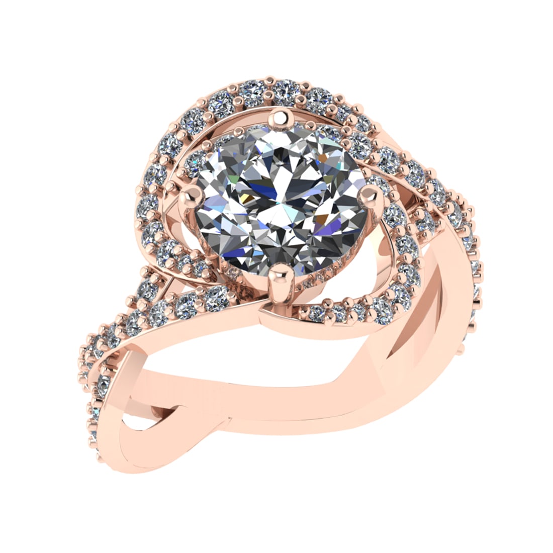 3.93 Ctw SI2/SI1 Diamond 14k Rose Gold Engagement Ring (ALL DIAMOND ARE LAB: Center Daimond Weight :-2.75 Ctw ( Round Cut) Color : G-H Clarity : SI2/SI1 Side Diamond Weight Of Ctw 1.18 Ctw Color : G-H Clarity : SI2/SI1 Daimond Setting : Prong Metal Weight : Approx 6.64 gram 14