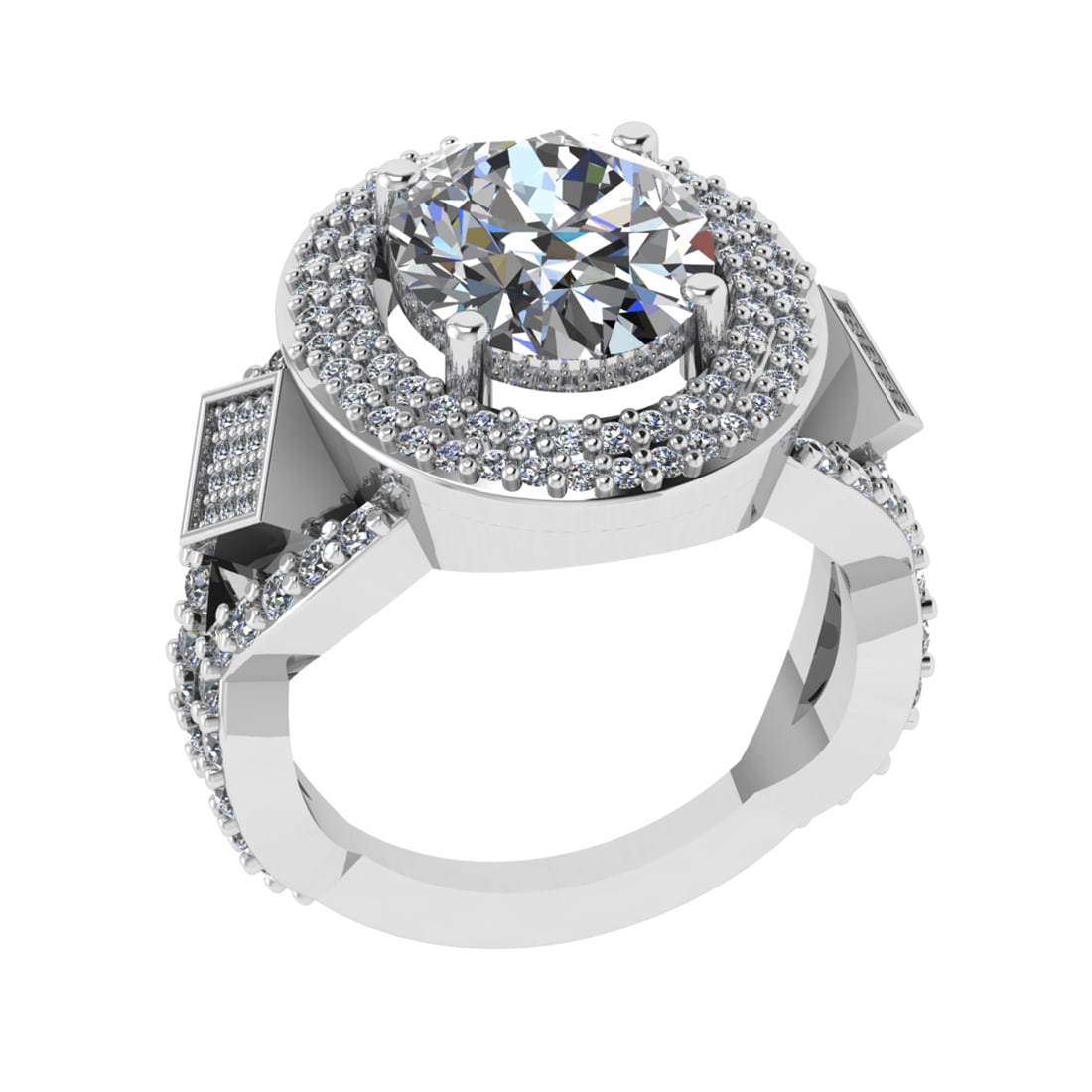 4.56 Ctw VS/SI1 Diamond 14K White Gold Engagement Ring (ALL DIAMOND ARE LAB: Center Diamond Weight :-3.50 Ctw ( Oval Cut) Color :- J-K Clarity :VS/SI1 Center Stone Setting : Prong Side Diamond Weight Of Ctw 1.06 Ctw Color : J-K Clarity :VS/SI1 Stone Setting : Prong Metal