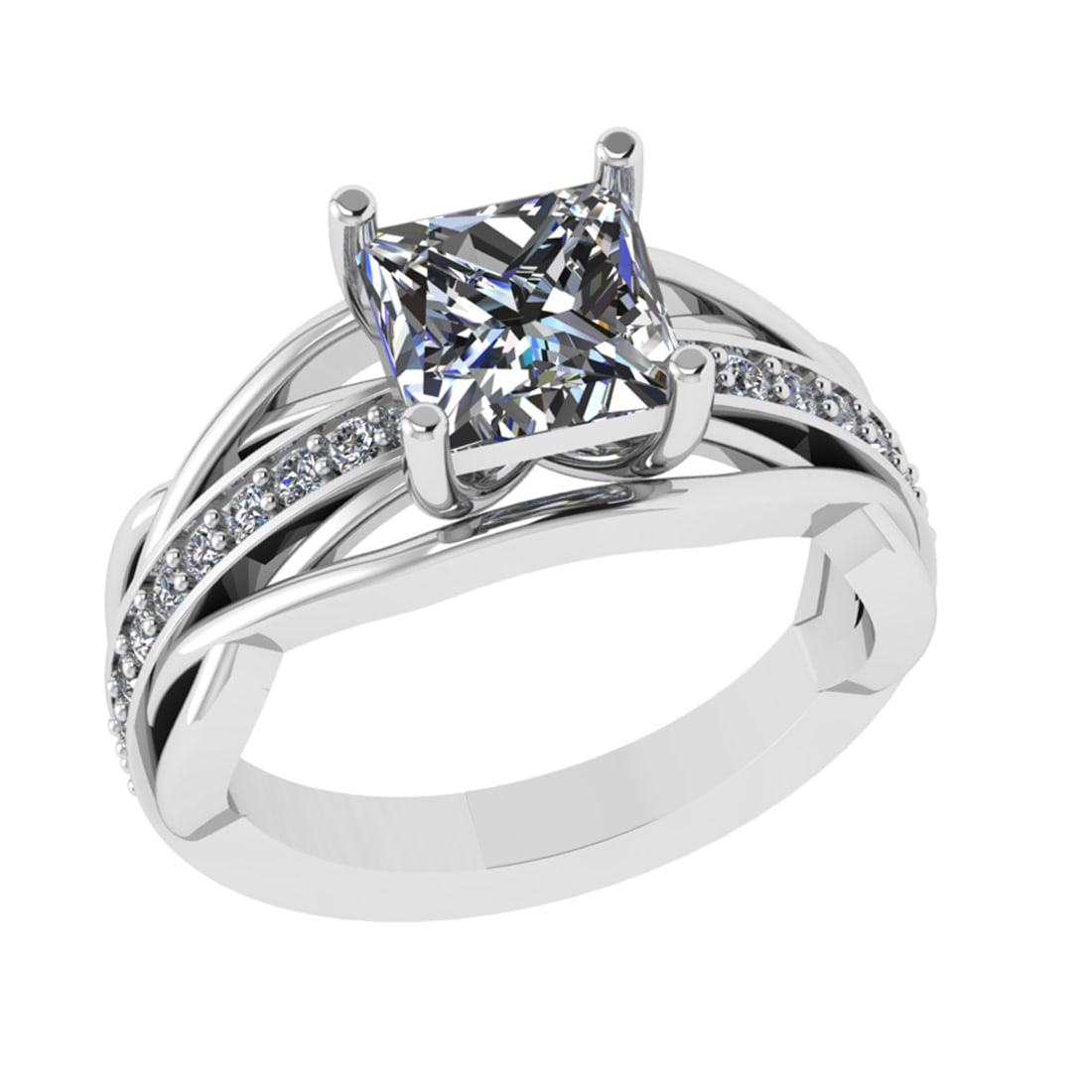 2.33 Ctw VS/SI1 Diamond 14k white Gold Engagement Ring: Center Daimond Weight :-2.00 Ctw ( Princess Cut) Color : G-H Clarity : VS/SI1 Side Diamond Weight Of Ctw 0.33 Ctw Color : G-H Clarity : VS/SI1 Daimond Setting : Prong Metal Weight : Approx 5.48 gram
