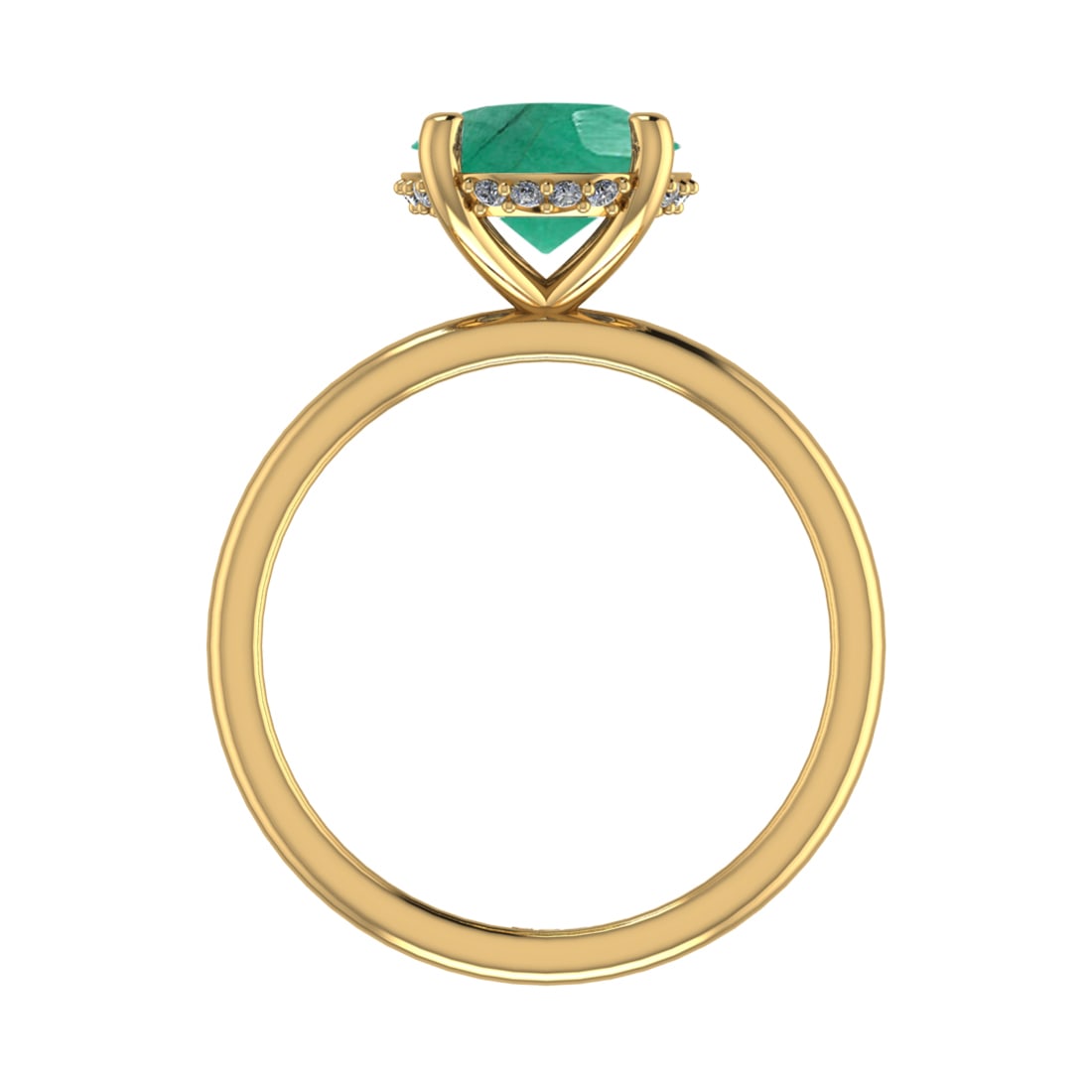 2.59 Ctw VS/SI1 Emerald and Diamond 14k Yellow Gold Engagement Ring (ALL DI: Center Stone Weight :-2.50 Ctw ( Oval Cut) Center Stone Color :-Emerald Center Stone Setting : Prong Side Diamond Weight Of Ctw :- 0.09 Ctw Color : J-K Clarity : VS/SI1 Daimond Setting : Prong Metal