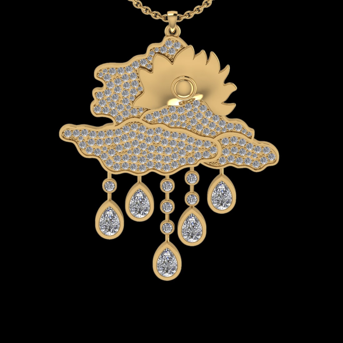 3.35 Ctw VS/SI1 Diamond 18K Yellow Gold Necklace (ALL DIAMOND ARE LAB GROWN: Center Diamond Weight :- 2.50 Ctw (Pear cut) Color :- G-H Clarity : VS/SI1 Center Stone Setting : Prong Side Diamond Weight Of Ctw 0.85 Ctw Color : G-H Clarity : VS/SI1 Stone Setting : Prong Metal