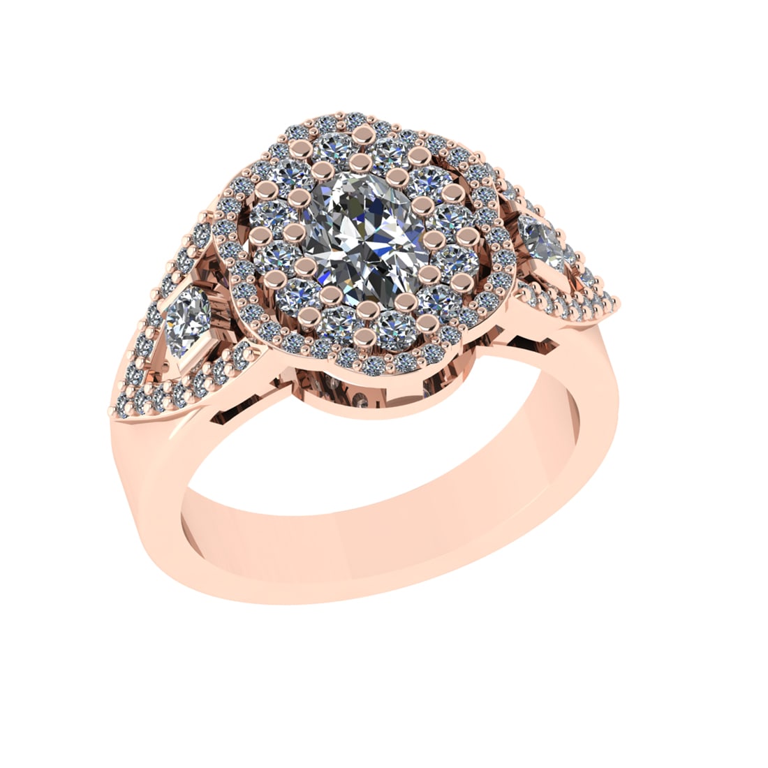 1.73 Ctw VS/SI1 Diamond 14K Rose Gold Engagement Ring: Center Diamond Weight : 0.75 Ctw (Round Cut) Center Diamond Color :-J-K Center Stone Setting : Prong Clarity : VS/SI1 Total Weight Of Ctw 0.98 Ctw Color : J-K Clarity : VS/SI1 Stone Setting : Prong