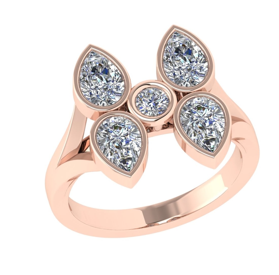 2.11 Ctw SI2/SI1 Diamond Bezel Set 14k Rose Gold Solitaire Ring: Center Daimond Weight :-2.11 Ctw ( Pear & Round Cut) Color : G-H Clarity : SI2/SI1 Daimond Setting : Bezel Metal Weight : Approx 5.60 gram 14k Rose Gold Solitaire Ring Current Ring Size 6 (ALL