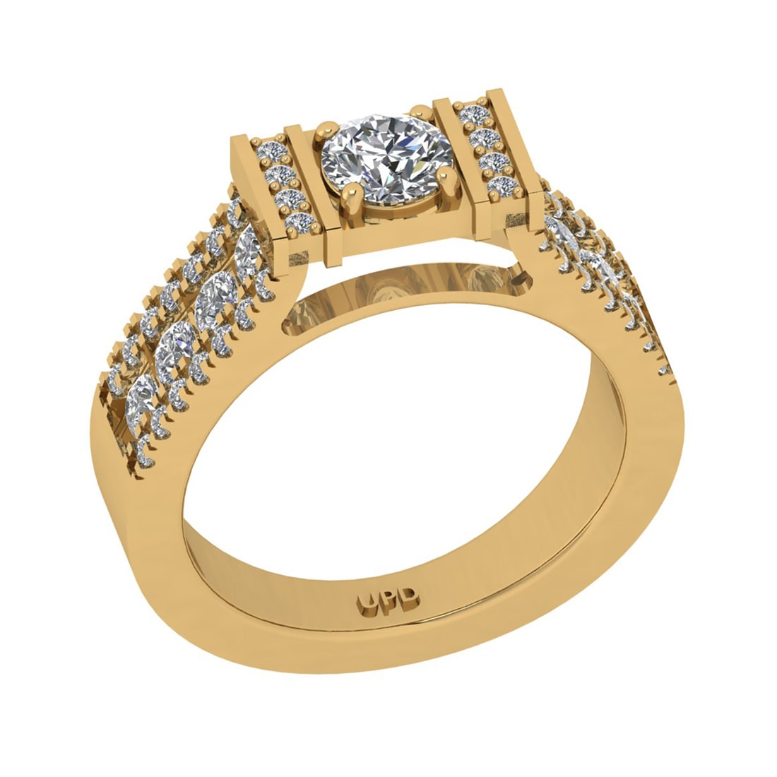 1.36 Ctw VS/SI1 Diamond 10K Yellow Gold Engagement Ring (ALL DIAMOND ARE LA: Center Diamond Weight : 0.45 Ctw (Round Cut) Color : J-K Clarity : VS/SI1 Setting : Prong Side Weight Of Ctw 0.91 Ctw Color : J-K Clarity : VS/SI1 Stone Setting : Prong Metal Weight : Approx 6.90 gram