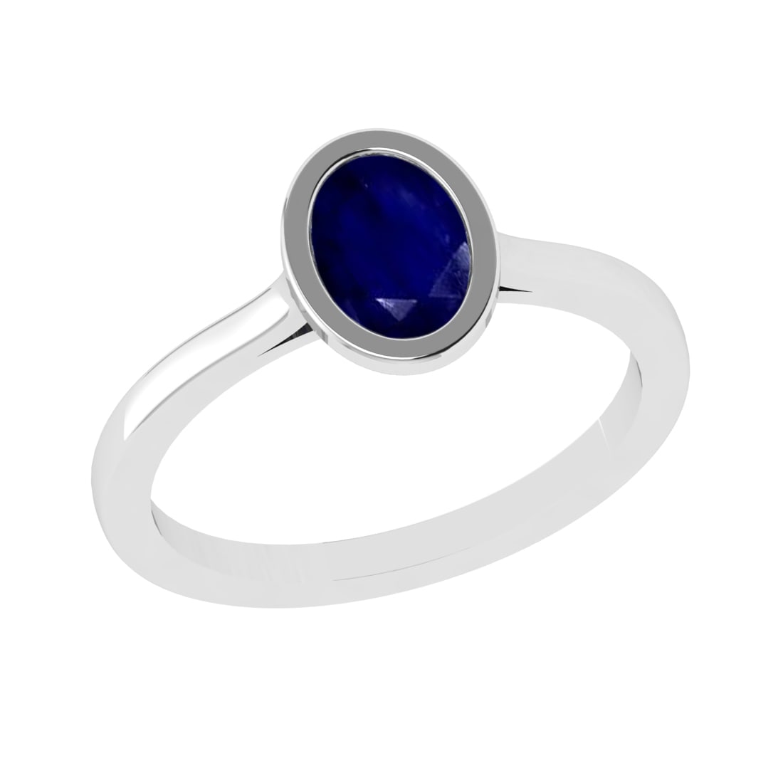 2.59 Ctw Blue Sapphire Set 14k white Gold Solitaire Ring (ALL DIAMOND ARE L (1 of 1)