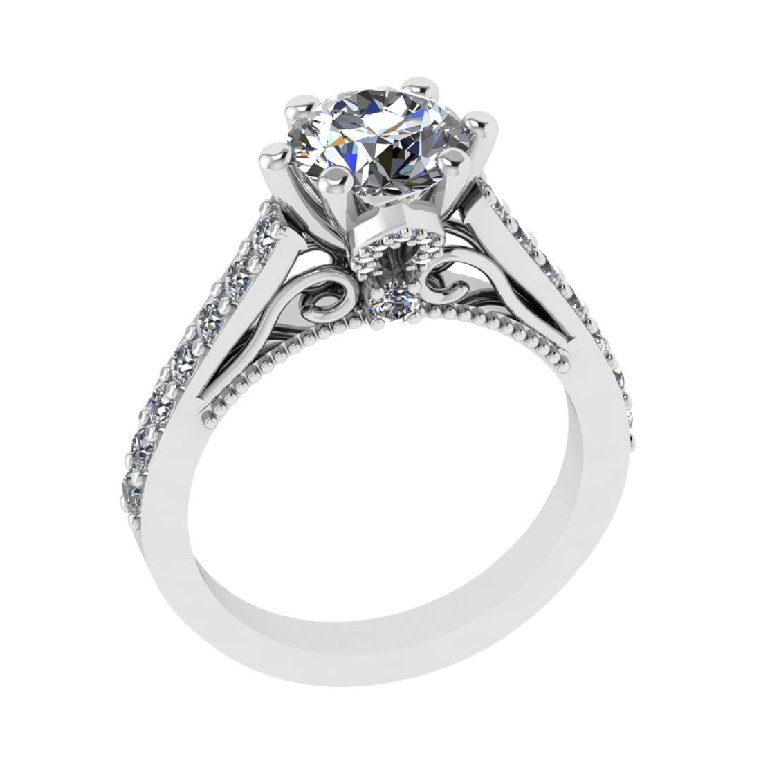 2.19 Ctw SI1/SI2 Diamond Prong Set 14k white Gold Engagement Ring (ALL DIAM: Center Daimond Weight :-1.50 Ctw ( Round Cut) Color : G-H Clarity : SI1/SI2 Side Diamond Weight Of Ctw 0.69 Ctw Color : G-H Clarity : SI1/SI2 Daimond Setting : Prong Metal Weight : Approx 4.91 gram