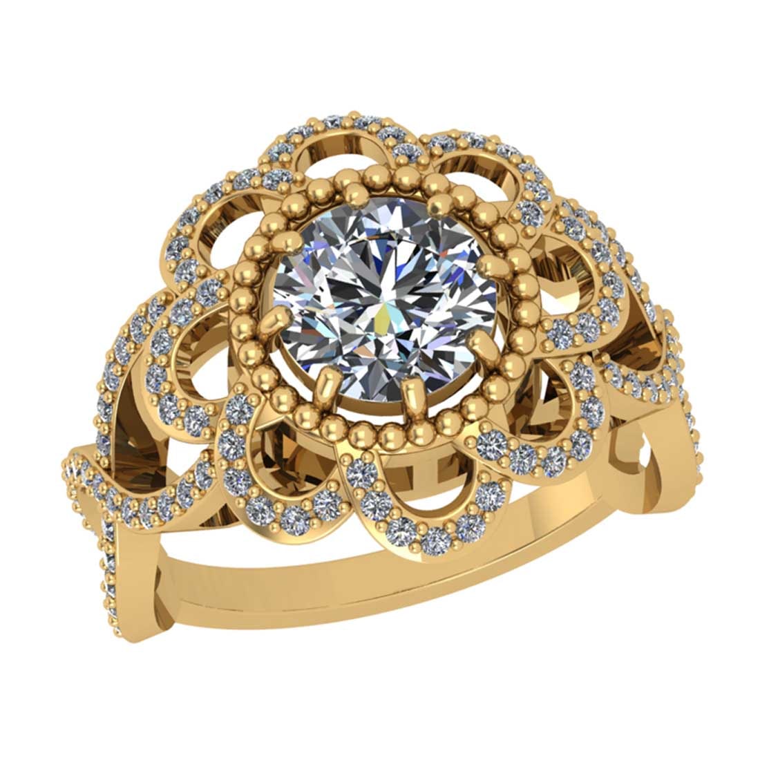 1.77 Ctw VS/SI1 Diamond 14K Yellow Gold Engagement Ring: Center Diamond Weight : 1.25 Ctw (Round Cut) Center Diamond Color :-G-H Center Stone Setting : Prong Clarity : VS/SI1 Total Weight Of Ctw 0.52 Ctw Color : G-H Clarity : VS/SI1 Stone Setting : Prong