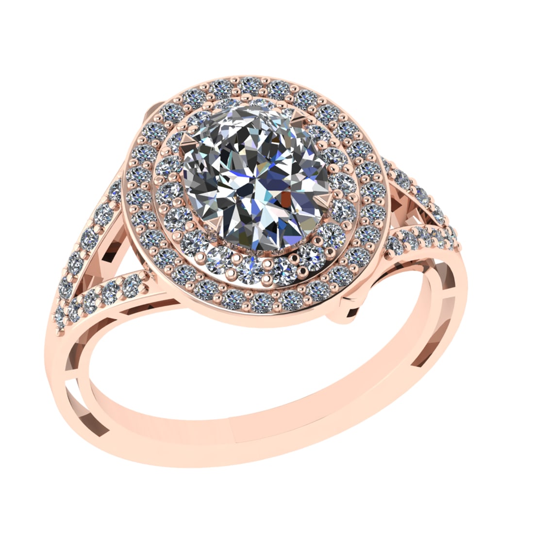 2.65 Ctw VS/SI1 Diamond Prong Set 14k Rose Gold Engagement Ring (ALL DIAMON: Center Daimond Weight :-2.00 Ctw ( Oval Cut) Color : G-H Clarity : VS/SI1 Side Diamond Weight Of Ctw 0.65 Ctw Color : G-H Clarity : VS/SI1 Daimond Setting : Prong Metal Weight : Approx 3.99 gram 14k