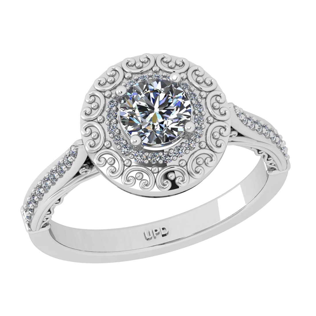 1.10 Ctw VS/SI1 Diamond Prong Set 14k white Gold Engagement Ring (ALL DIAMO: Center Daimond Weight :-0.84 Ctw ( Round Cut) Color : G-H Clarity : VS/SI1 Side Diamond Weight Of Ctw 0.26 Ctw Color : G-H Clarity : VS/SI1 Daimond Setting : Prong Metal Weight : Approx 6.20 gram 14k 