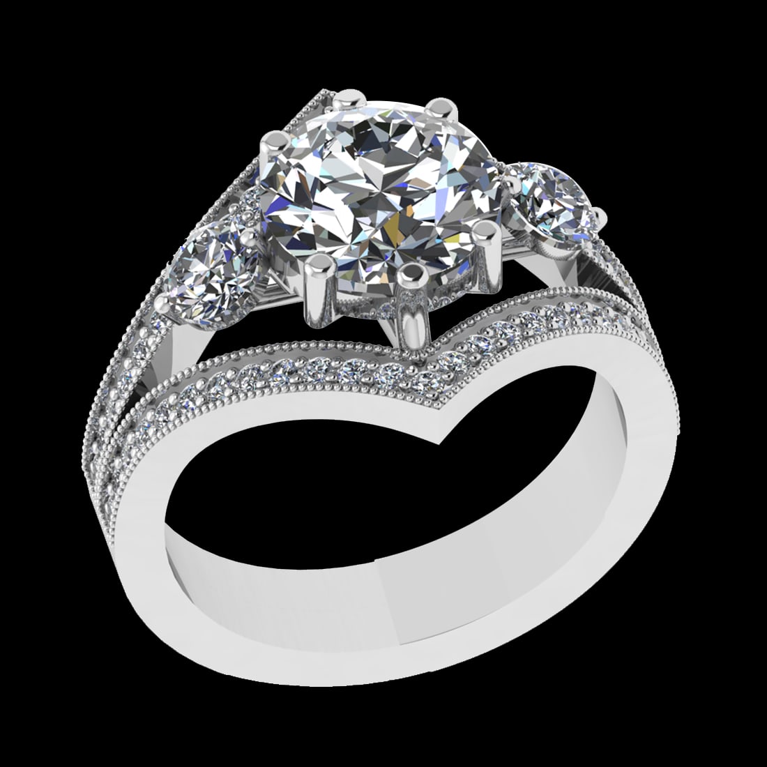 3.40 Ctw SI1/SI2 Diamond 10k white Gold Engagement Ring (ALL DIAMOND ARE LA: Center Daimond Weight :-2.00 Ctw ( Round Cut) Color : J-K Clarity : SI1/SI2 Side Diamond Weight Of Ctw 1.40 Ctw Color : J-K Clarity : SI1/SI2 Daimond Setting : Prong Metal Weight : Approx 6.06 gram 10